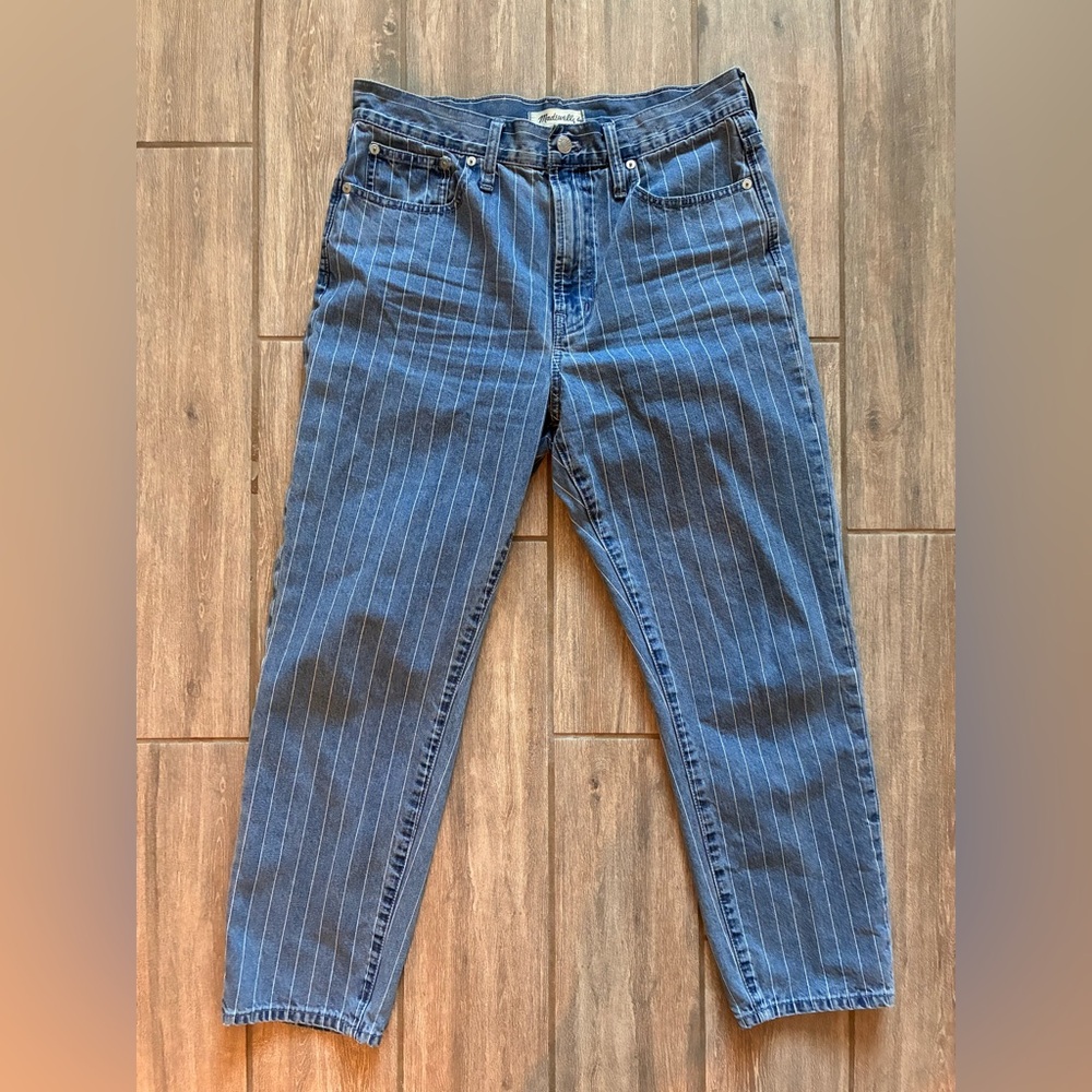 Madewell Women's Blue Pinstripe Straight Leg Jeans